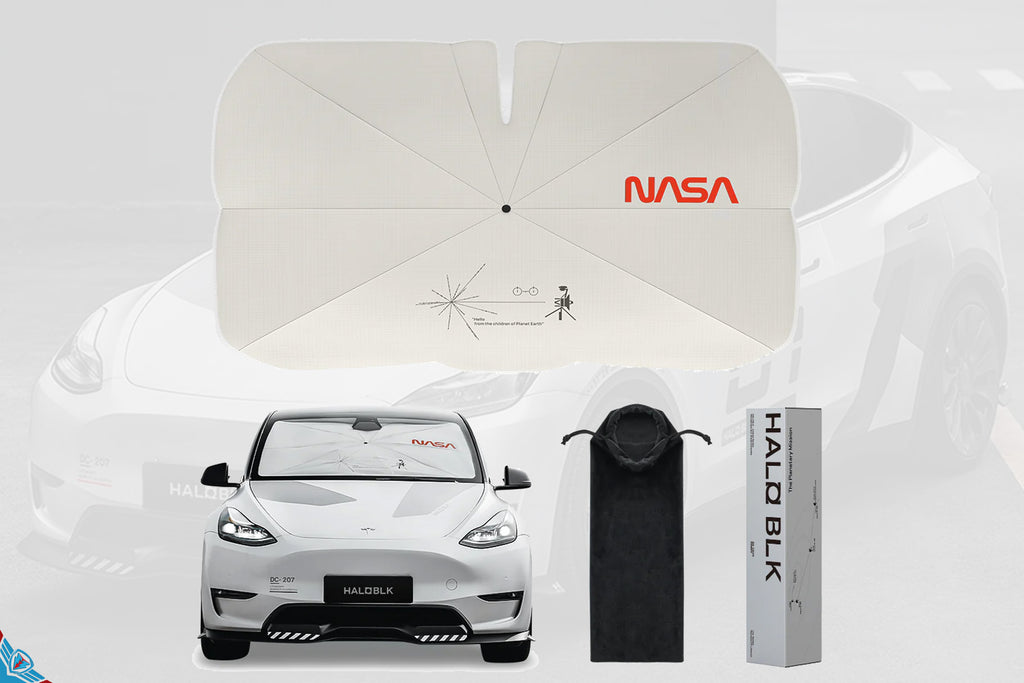 2012-2026 Tesla Model 3/Y/S (Universal) Voyager 2 Premium Fabric Sunshade Umbrella | HALOBLK