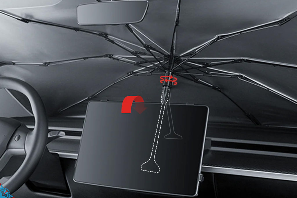 2012-2026 Tesla Model 3/Y/S (Universal) Voyager 2 Premium Fabric Sunshade Umbrella | HALOBLK