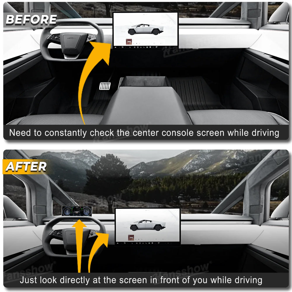 2024+ Tesla Cybertruck (MK1) Modern Digital HD LCD Dashboard Instrument Cluster Display | Hansshow