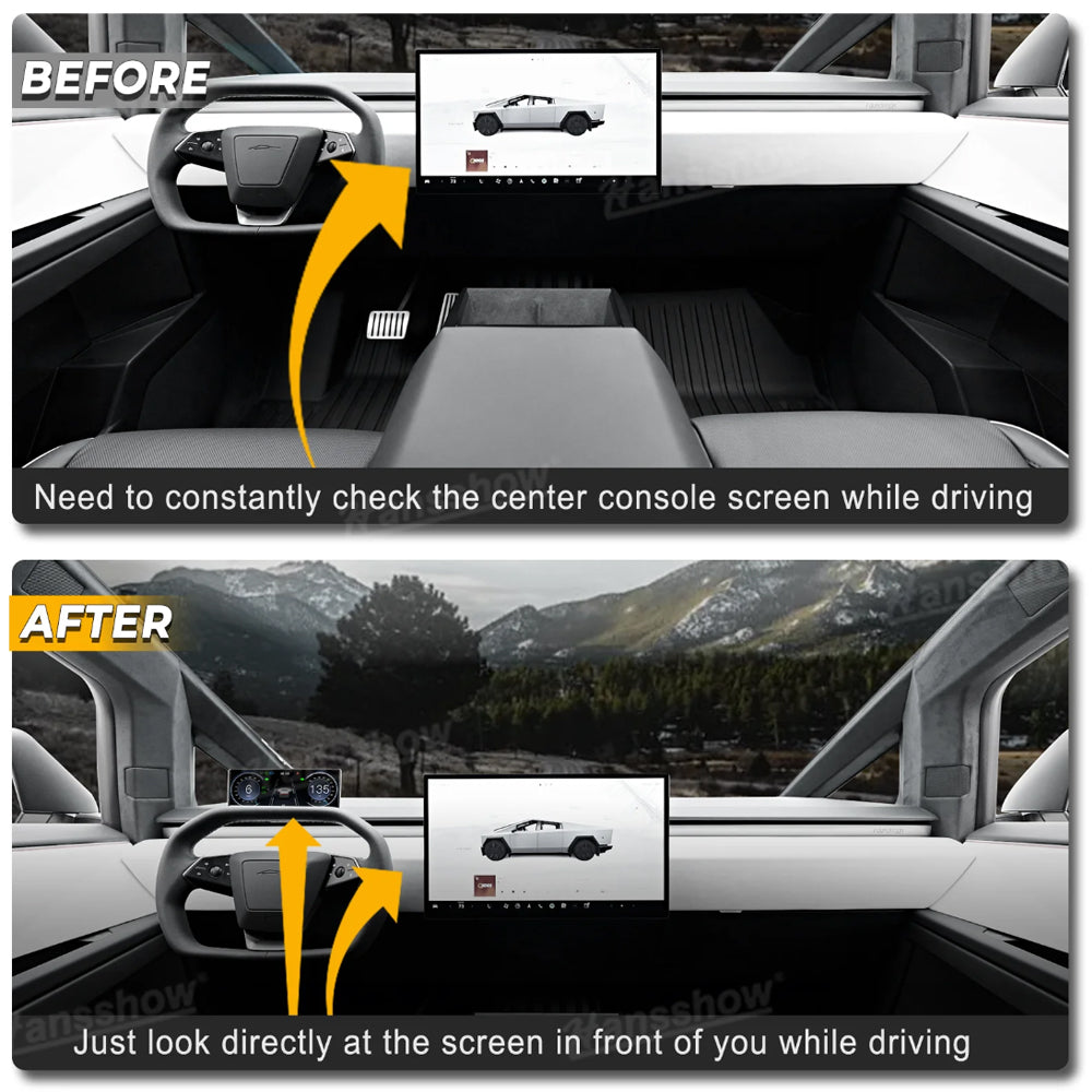 2024+ Tesla Cybertruck (MK1) Modern Digital HD LCD Dashboard Instrument Cluster Display | Hansshow