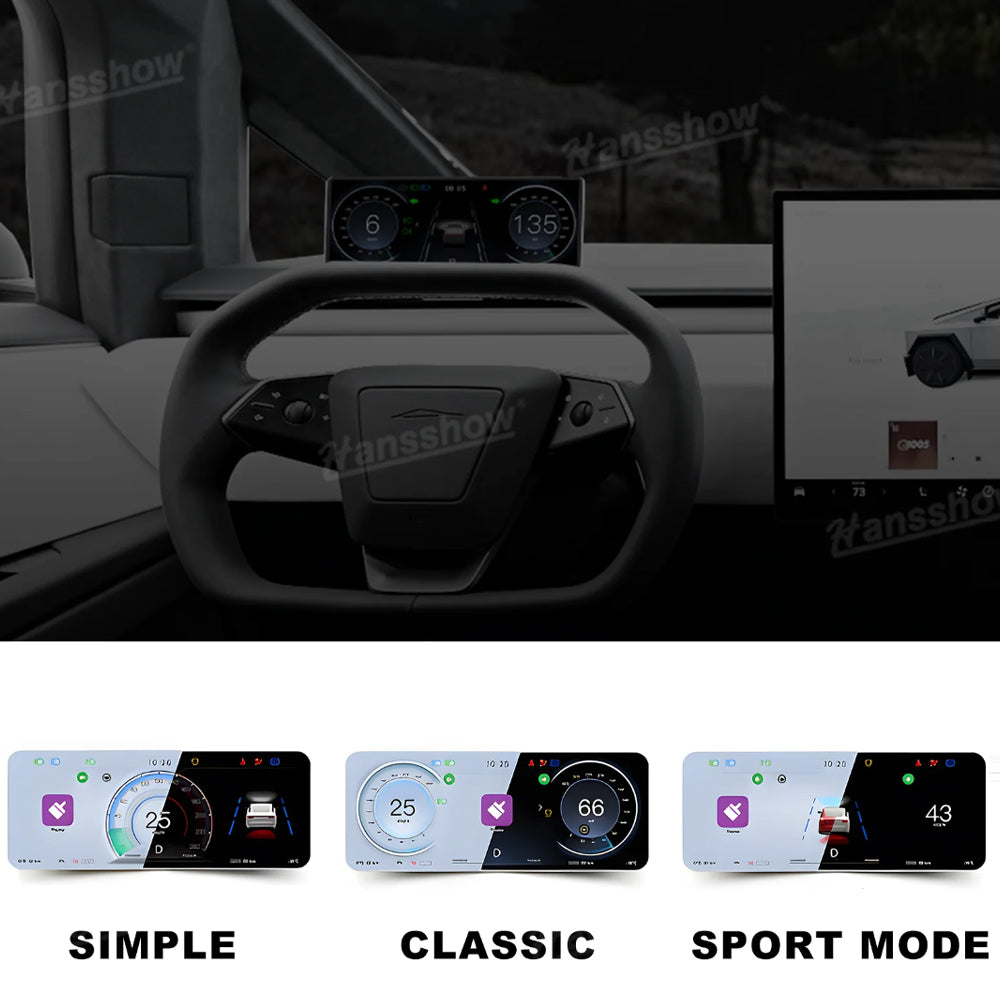 2024+ Tesla Cybertruck (MK1) Modern Digital HD LCD Dashboard Instrument Cluster Display | Hansshow