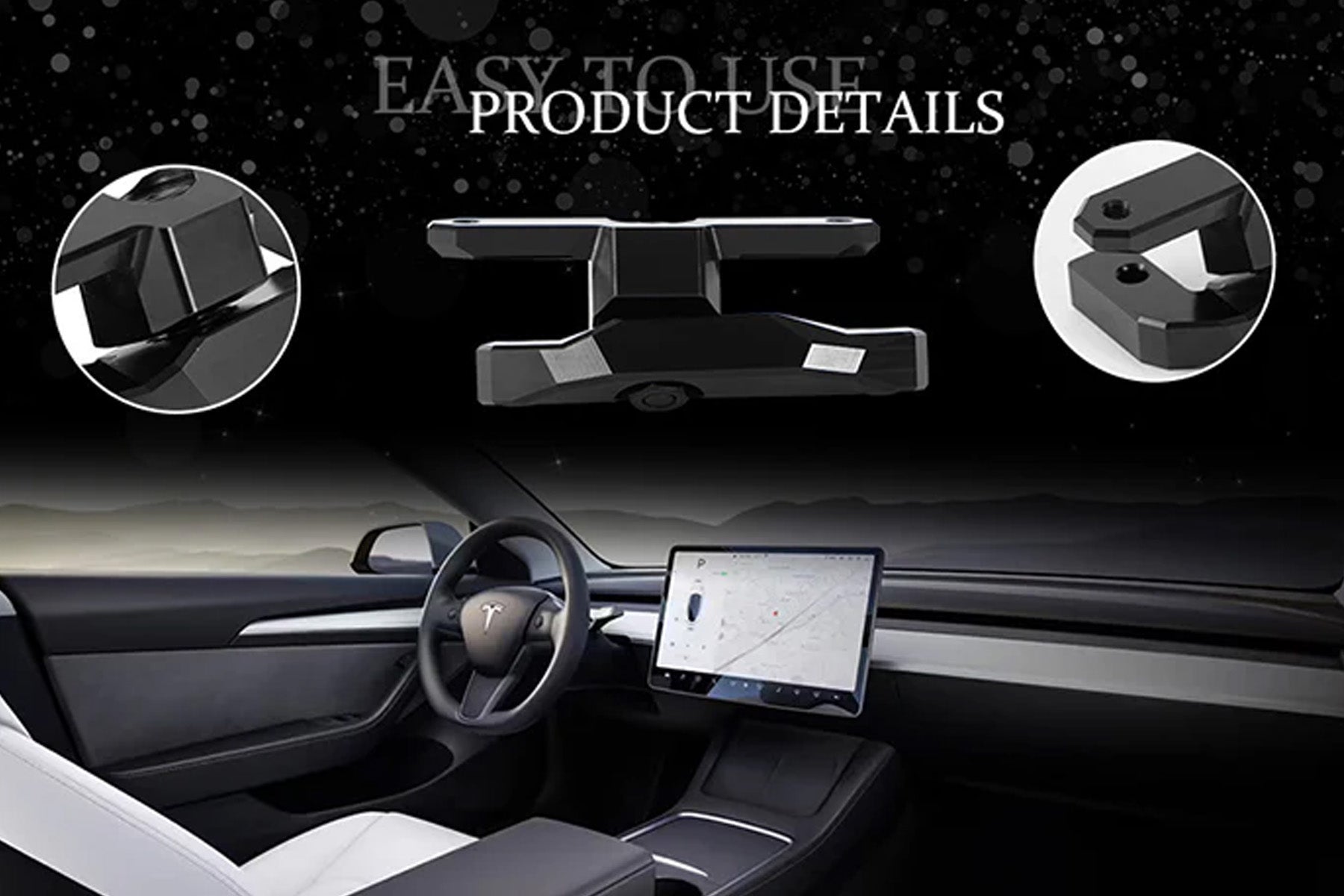 2017-2026 Tesla Model 3 & Model Y (MK1/Highland) Adjustable Aluminum Alloy Touch Screen Swivel Mounting Kit | Hansshow