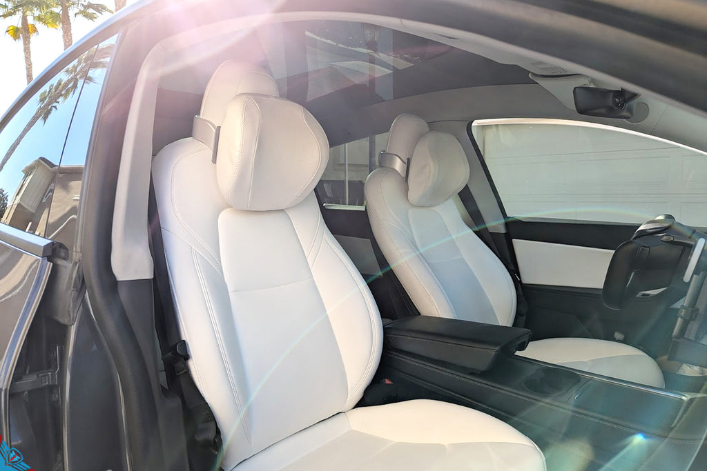 2017-2026 Tesla Model 3 & Model Y (MK1) Multi-Functional Adjustable Premium Leather Headrest Pillow | Hansshow