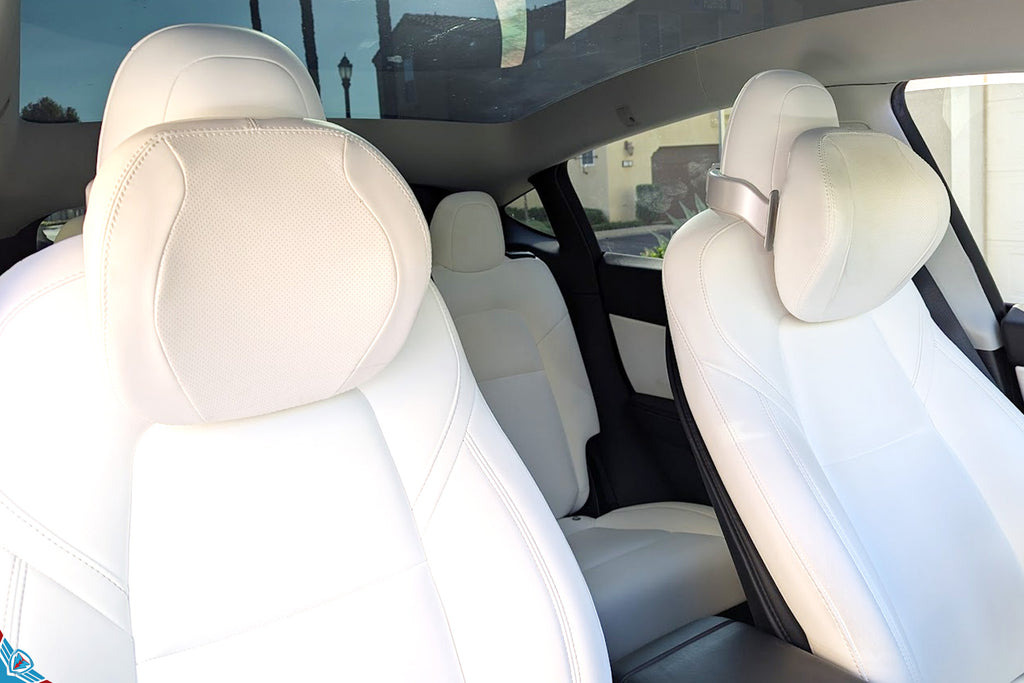 2017-2026 Tesla Model 3 & Model Y (MK1) Multi-Functional Adjustable Premium Leather Headrest Pillow | Hansshow