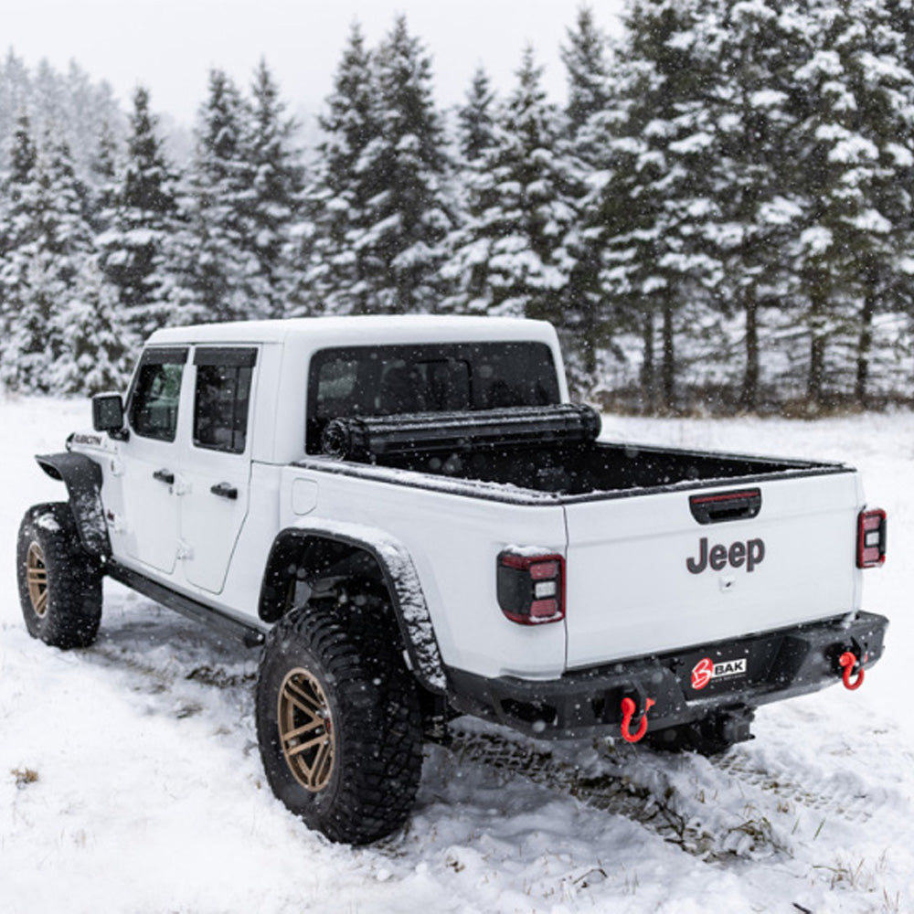 2020-2026 Jeep Gladiator (JT) Revolver X4s Matte Black Aluminum Tonneau Cover with T-Slot Rails | BAK Industries