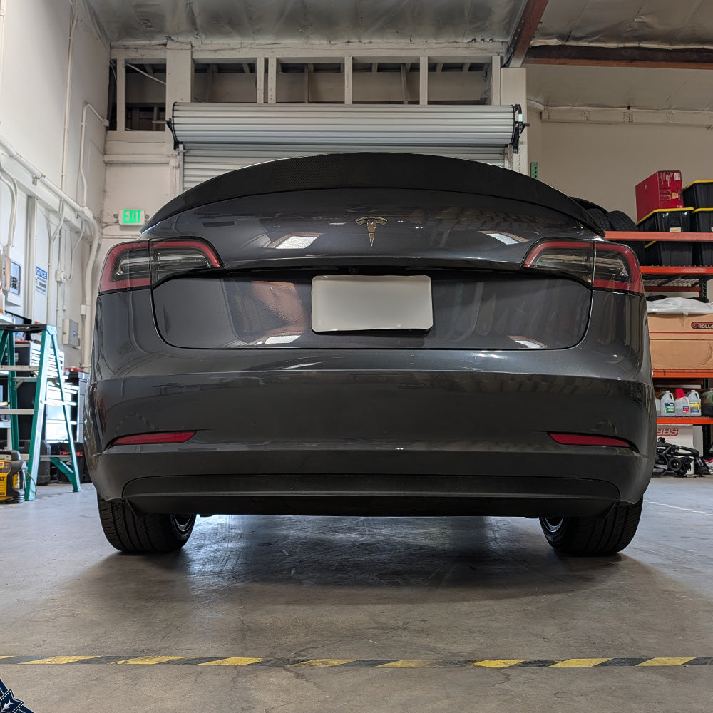 2017-2023 Tesla Model 3 (Legacy) AR Style High Kick Carbon Fiber Trunk Spoiler | FYBR Aerodynamics