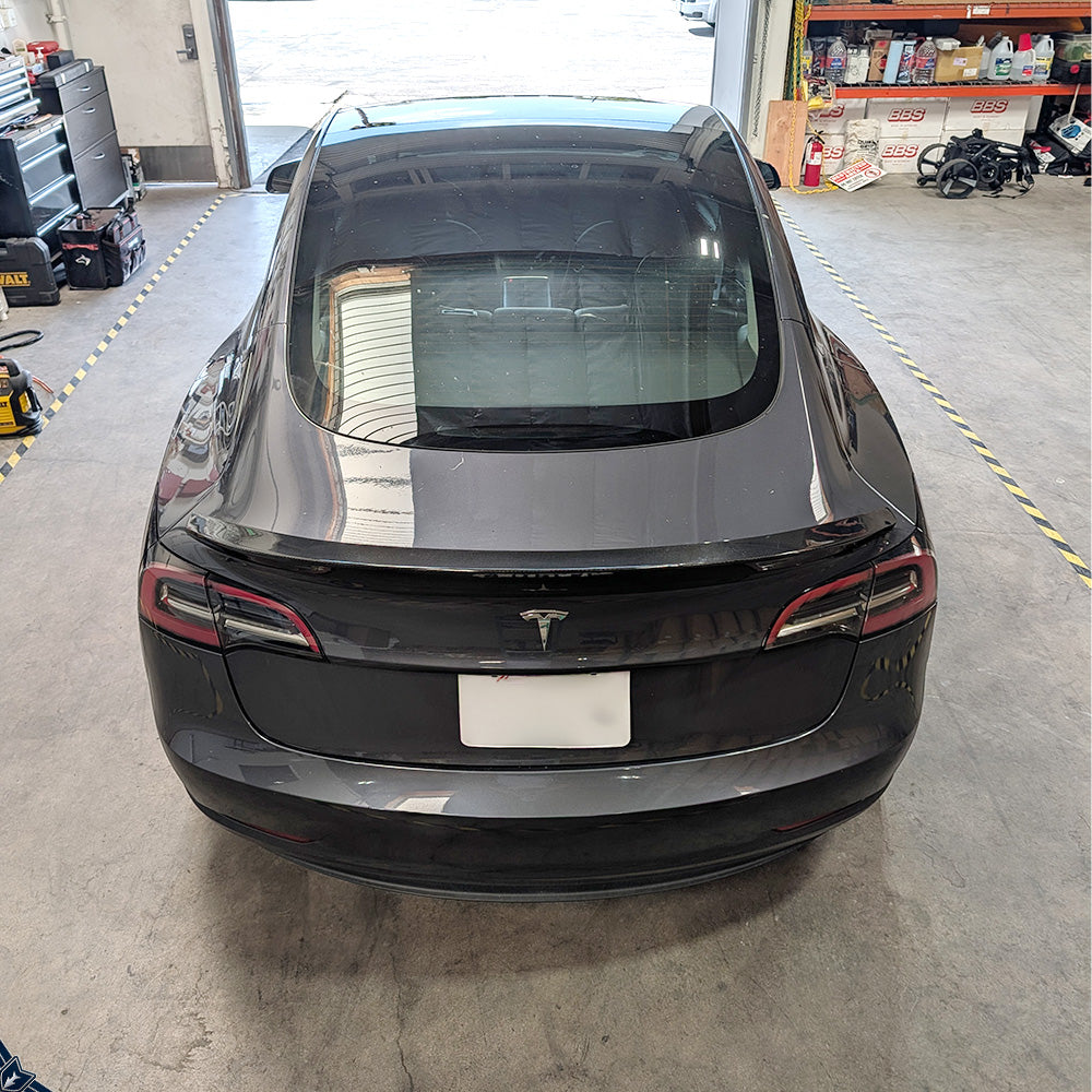 2017-2023 Tesla Model 3 (Legacy) AR Style High Kick Carbon Fiber Trunk Spoiler | FYBR Aerodynamics