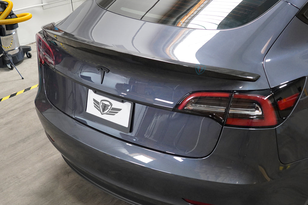 2017-2026 Tesla Model 3 (MK1 / Highland) MX High Kick Carbon Fiber Trunk Spoiler | FYBR Aerodynamics