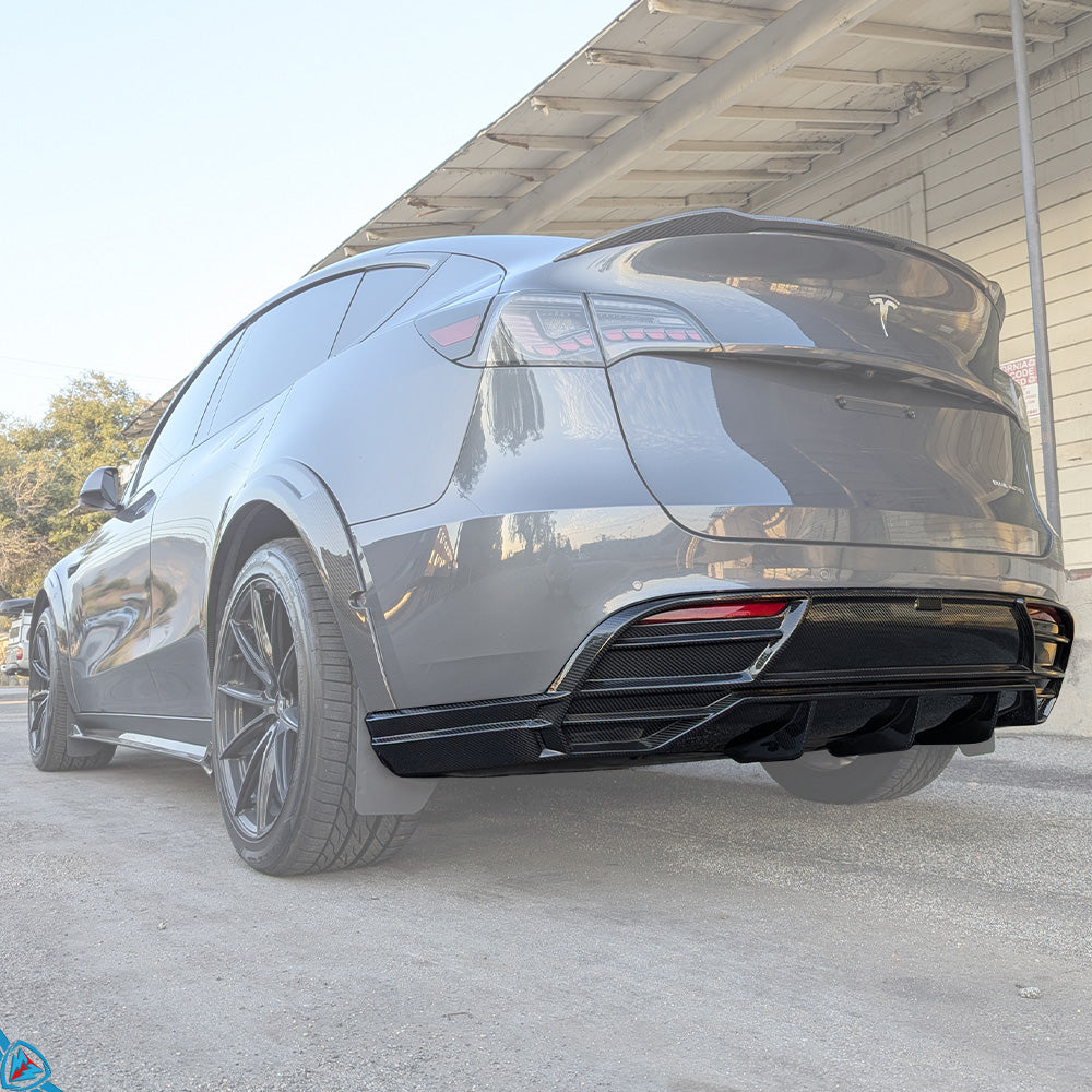 2020-2024 Tesla Model Y (1st-Gen) EVF Style Dry Carbon Fiber Rear Diffuser | EVFuel