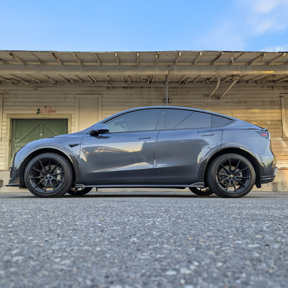 Tesla Model Y EVF Dry Carbon Fiber Side Skirt Extensions | EVFuel