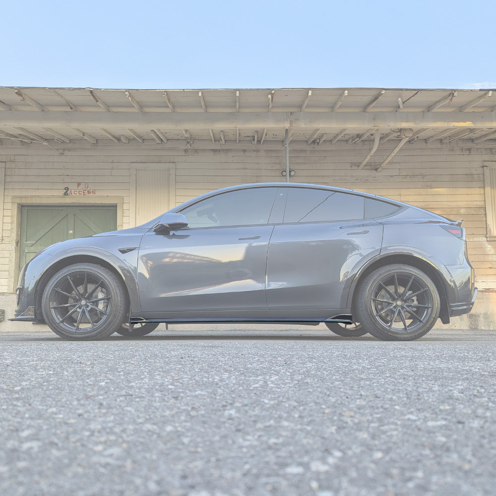 Tesla Model Y EVF Dry Carbon Fiber Side Skirt Extensions | EVFuel Main image