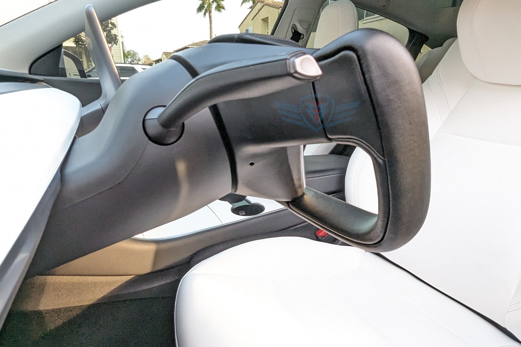 Tesla Model 3 / Y Upgraded Steering Yoke (Latest Version) - Black Nappa Airbag Cover with Carbon