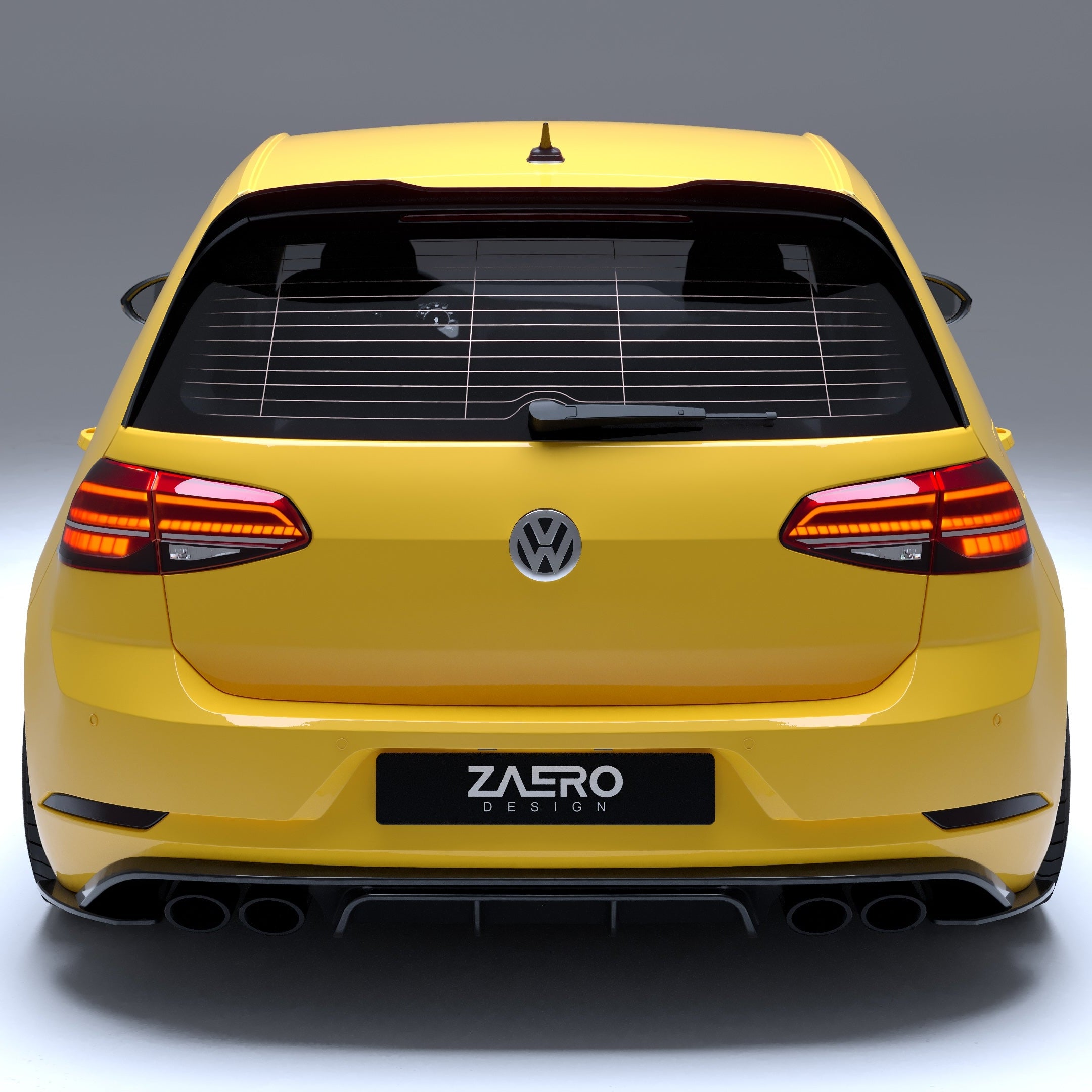 2017-2020 Volkswagen Golf R (Mk7.5) EVO-1 Style Gloss Black Rear Diffuser | Zaero Design USA
