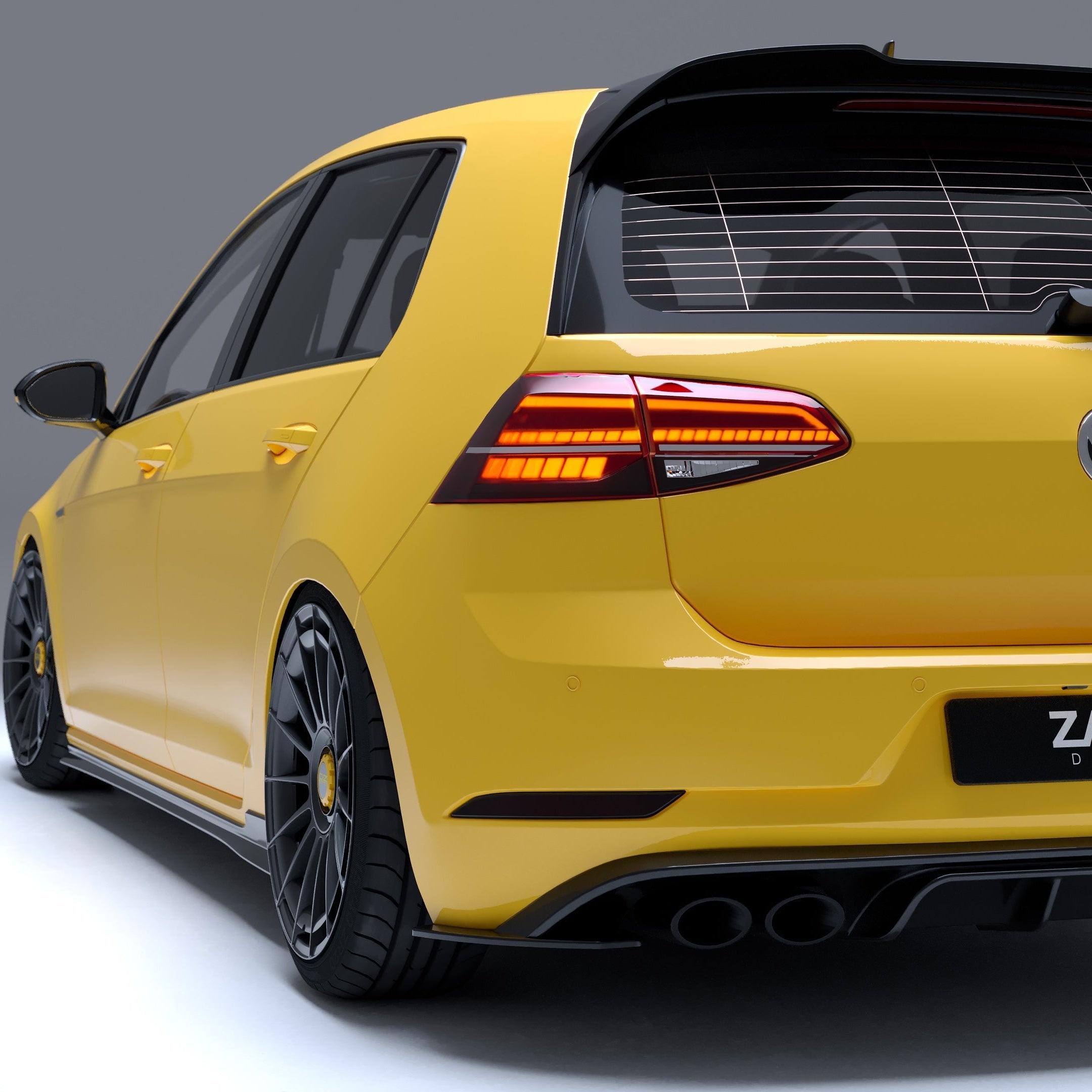 2017-2020 Volkswagen Golf R (Mk7.5) EVO-1 Style Gloss Black Rear Diffuser | Zaero Design USA