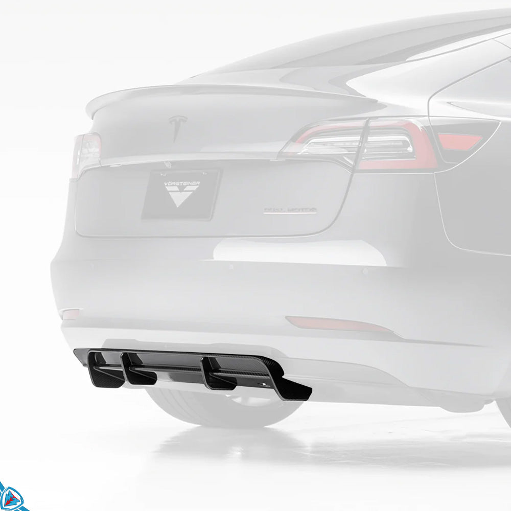 2017-2023 Tesla Model 3 (MK1) Volta Aero Style Pre-Preg Carbon Fiber Rear Diffuser | Vorsteiner