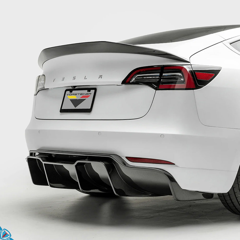 Tesla Model 3 Volta [TRACK EDITION] Genuine Pre-Preg Carbon Fiber Rear Diffuser | Vorsteiner