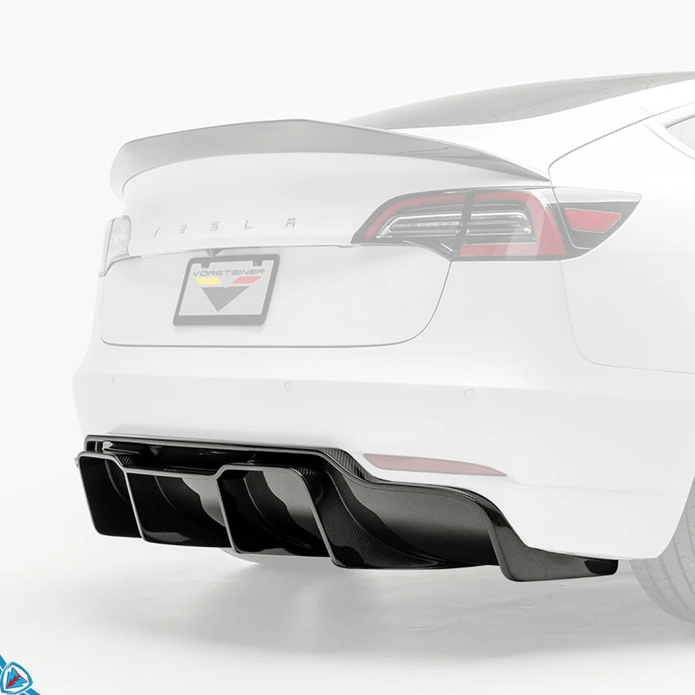 Tesla Model 3 Volta [TRACK EDITION] Genuine Pre-Preg Carbon Fiber Rear Diffuser | Vorsteiner