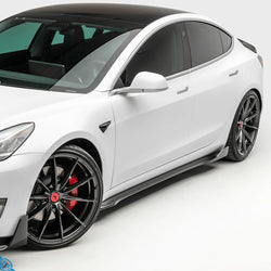2017-2023 Tesla Model 3 (MK1) Volta Aero Pre-Preg Carbon Fiber Side Skirt Extensions | Vorsteiner