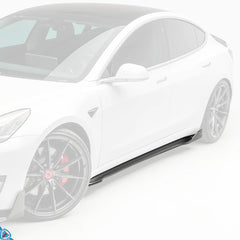 Tesla Model 3 Volta Aero Genuine Pre-Preg Carbon Fiber Side Skirt Extensions | Vorsteiner