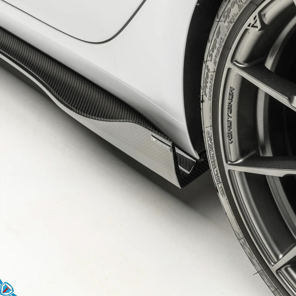 Tesla Model 3 Volta Aero Genuine Pre-Preg Carbon Fiber Side Skirt Extensions | Vorsteiner