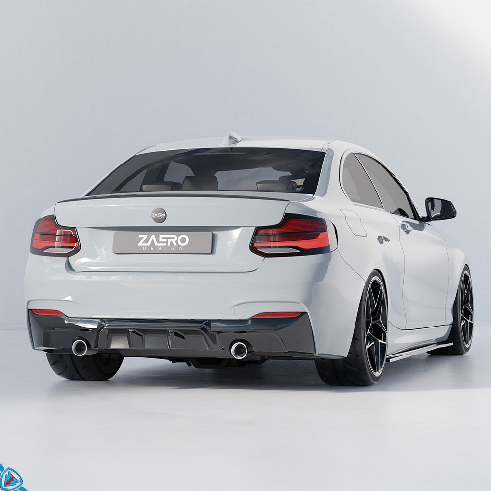 2014-2020 BMW 2 Series (F22/F23) EVO-1 Gloss Black ABS Rear Diffuser | Zaero Design USA