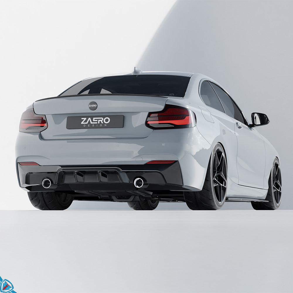2014-2020 BMW 2 Series (F22/F23) EVO-1 Gloss Black ABS Rear Diffuser | Zaero Design USA
