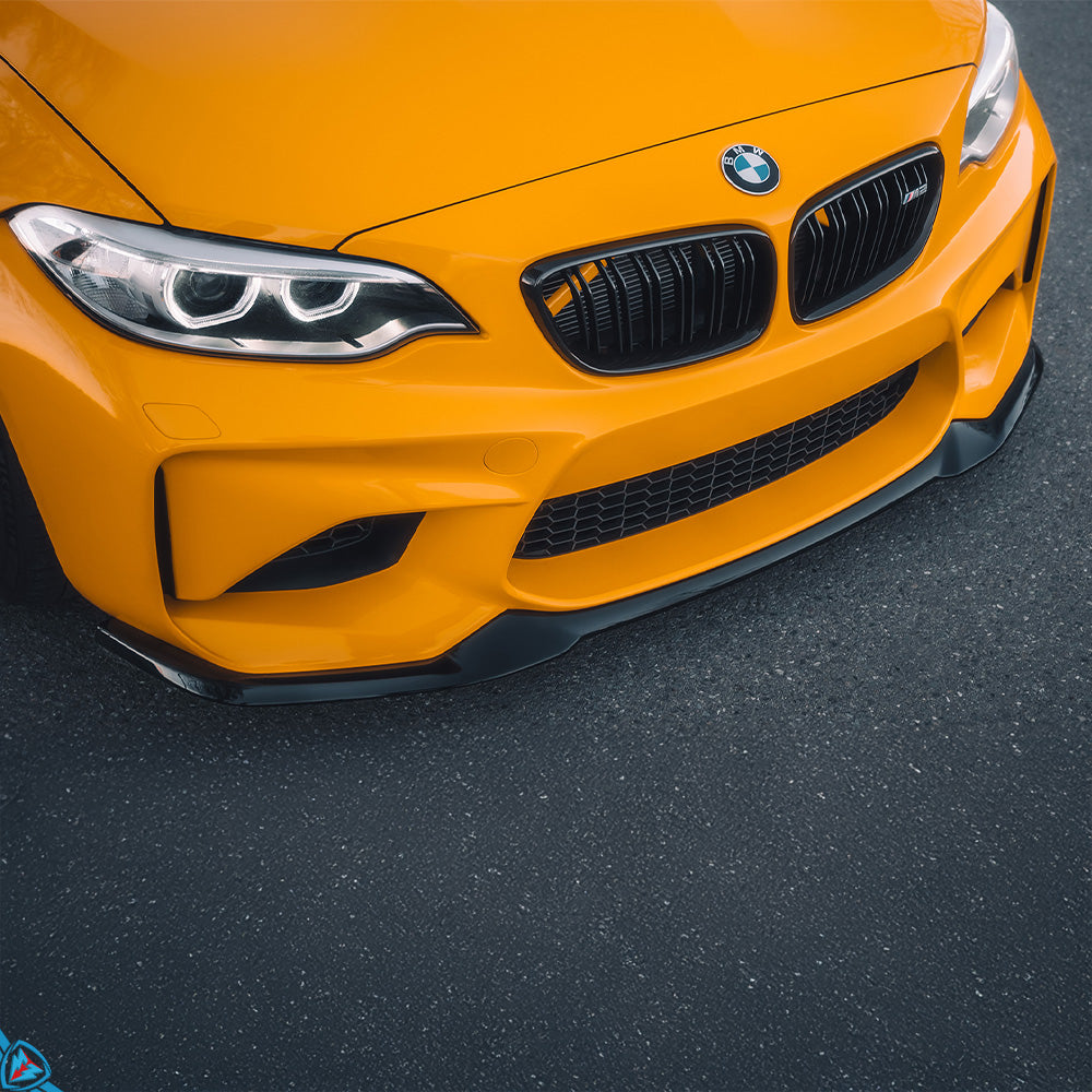 2015-2018 BMW M2 (F87) EVO-S Gloss Black ABS Plastic Front Splitter | Zaero Design USA Main image