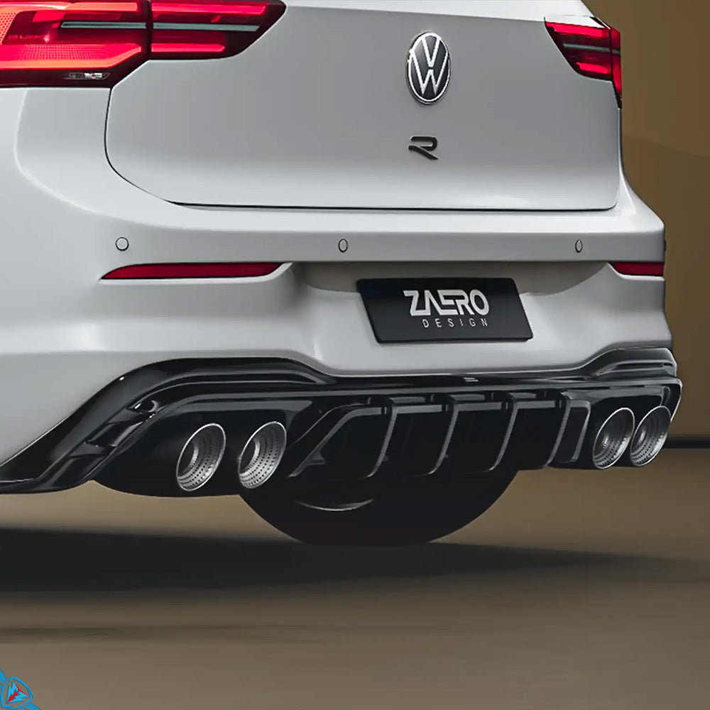 2020-2026 Volkswagen Golf R (MK8) EVO-1 Gloss Black Rear Diffuser | Zaero Design USA